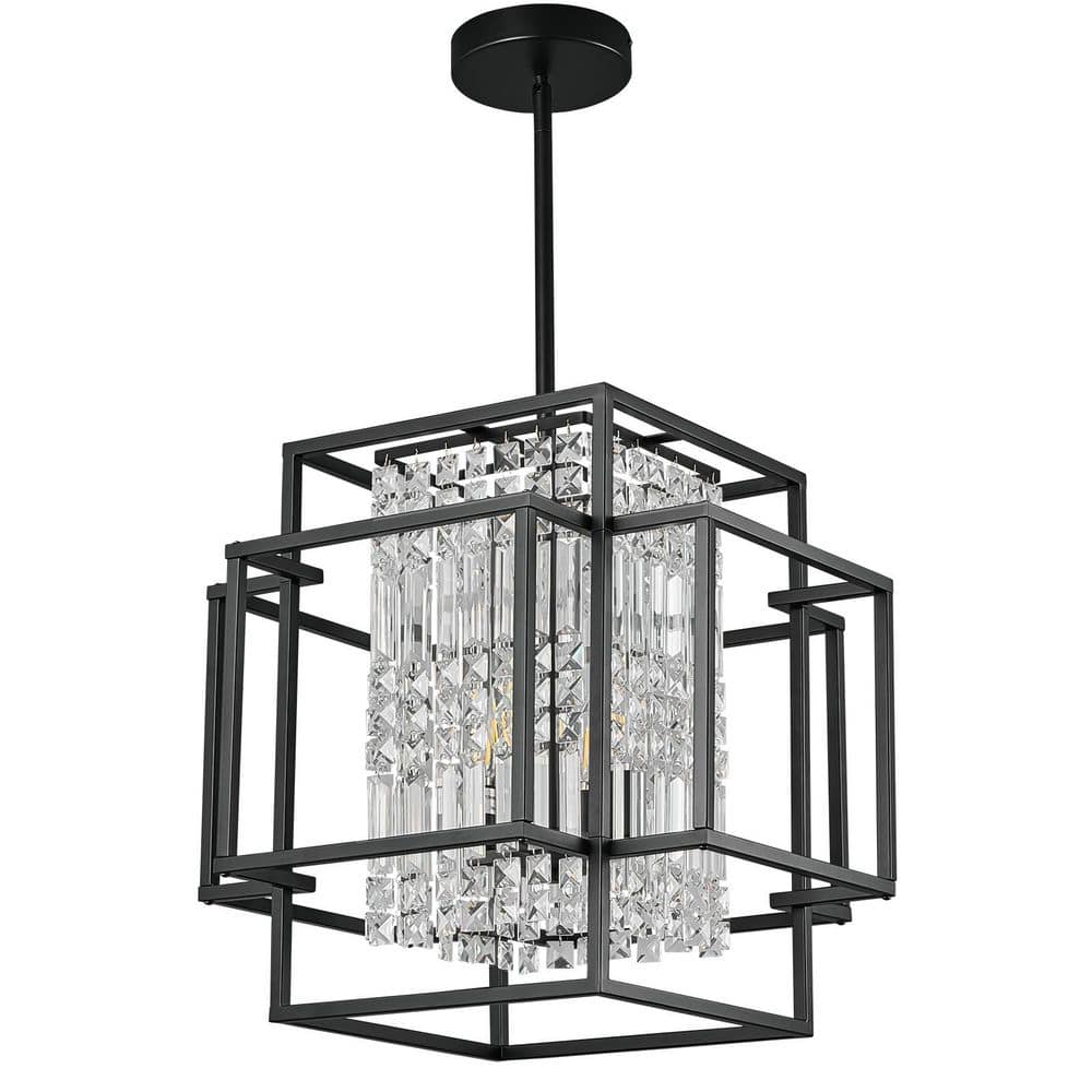 Home Lighting 18.11 in. 4-Light Black Farmhouse Rustic Square Chandelier Crystal Pendant Light for Kitchen price history on PriceWatchPro
