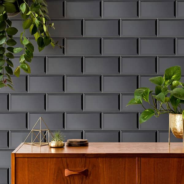 Santorini Biselado Nero 4 in. x 7-7/8 in. Ceramic Wall Tile (11.0 sq. ft./Case)