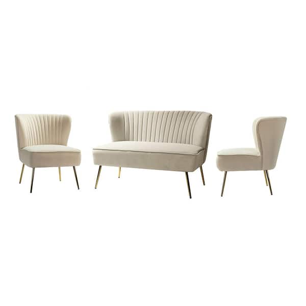 JAYDEN CREATION Carmita 3-Piece Tan Living Room Set
