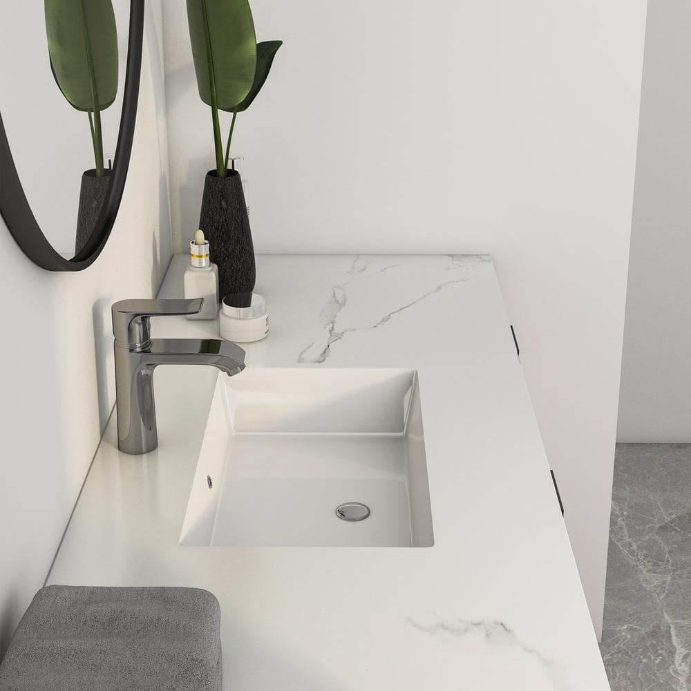 Altair 15.5'' White Ceramic Rectangular Bathroom Sink with Overflow