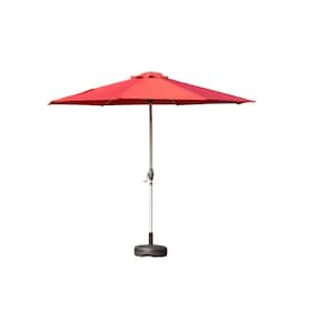 9 ft. Octagon Aluminum Outdoor Market Umbrella in Red for Garden, Deck, Poolside