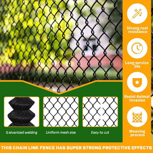72 in. x 50 ft. 9-Gauge Reinforced Hot-Dip Galvanized Metal Chain Link Fabric Wire Mesh, Precision Welding