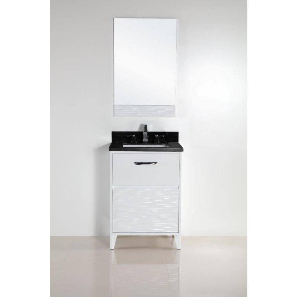 White and Black Galaxy Granite Single Bathroom Vanity with Storage