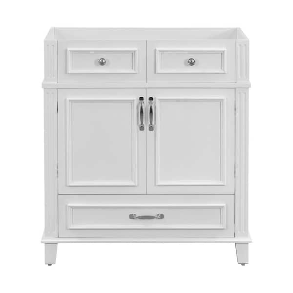 Adrinfly 30 in. W x 18 in. D x 33 in H Bath Vanity Cabinet without Top, Storage Cabinet with Soft Closing Doors & Drawer, White