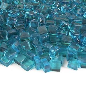 1/2 in. 10 lbs. Teal Lagoon Fire Glass Cubes for Indoor and Outdoor Fire Pits or Fireplaces