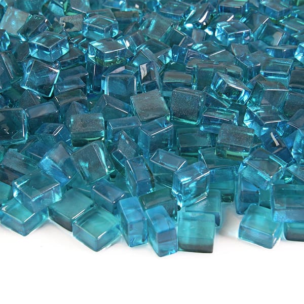 Fire Pit Essentials 1/2 in. 10 lbs. Teal Lagoon Fire Glass Cubes for Indoor and Outdoor Fire Pits or Fireplaces