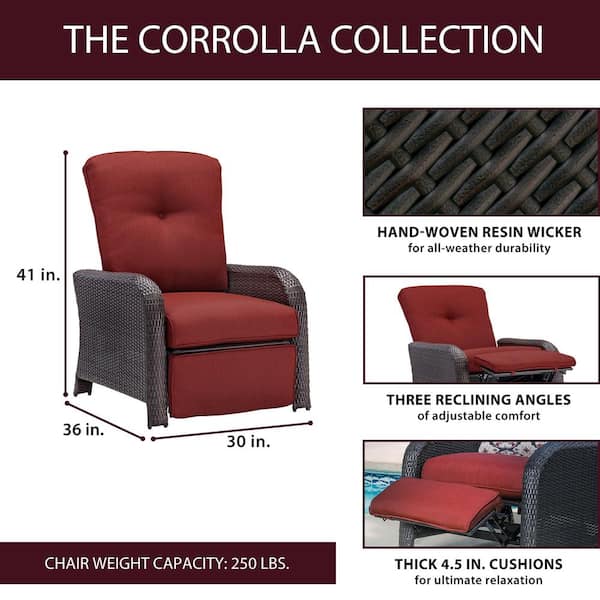 Craighead Luxury Recliner Patio Chair with Cushions Alcott Hill Cushion Color: Crimson Red