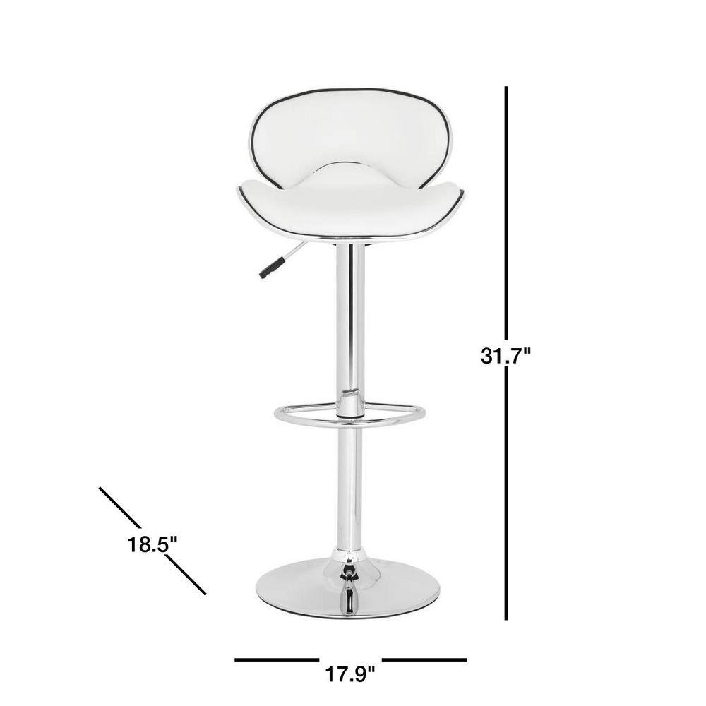 Transitional Chrome White Swivel Bar Stool with Adjustable Height