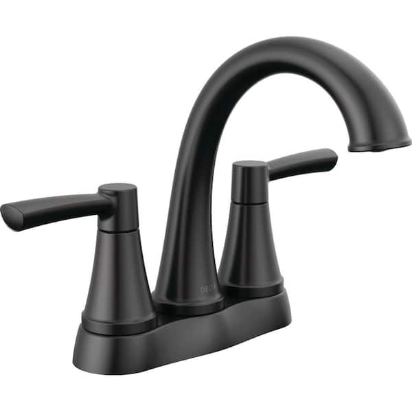 Delta Casara 4 in. Centerset Double Handle Bathroom Faucet in Matte Black