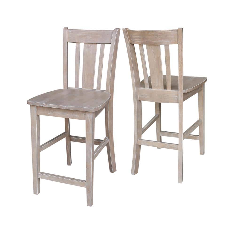 San Remo Washed Gray Taupe Solid Wood Counterheight Stool - 24" Seat