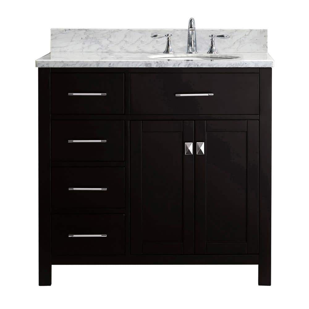 Virtu USA Caroline Parkway 36 in. W Bath Vanity in Espresso with Marble