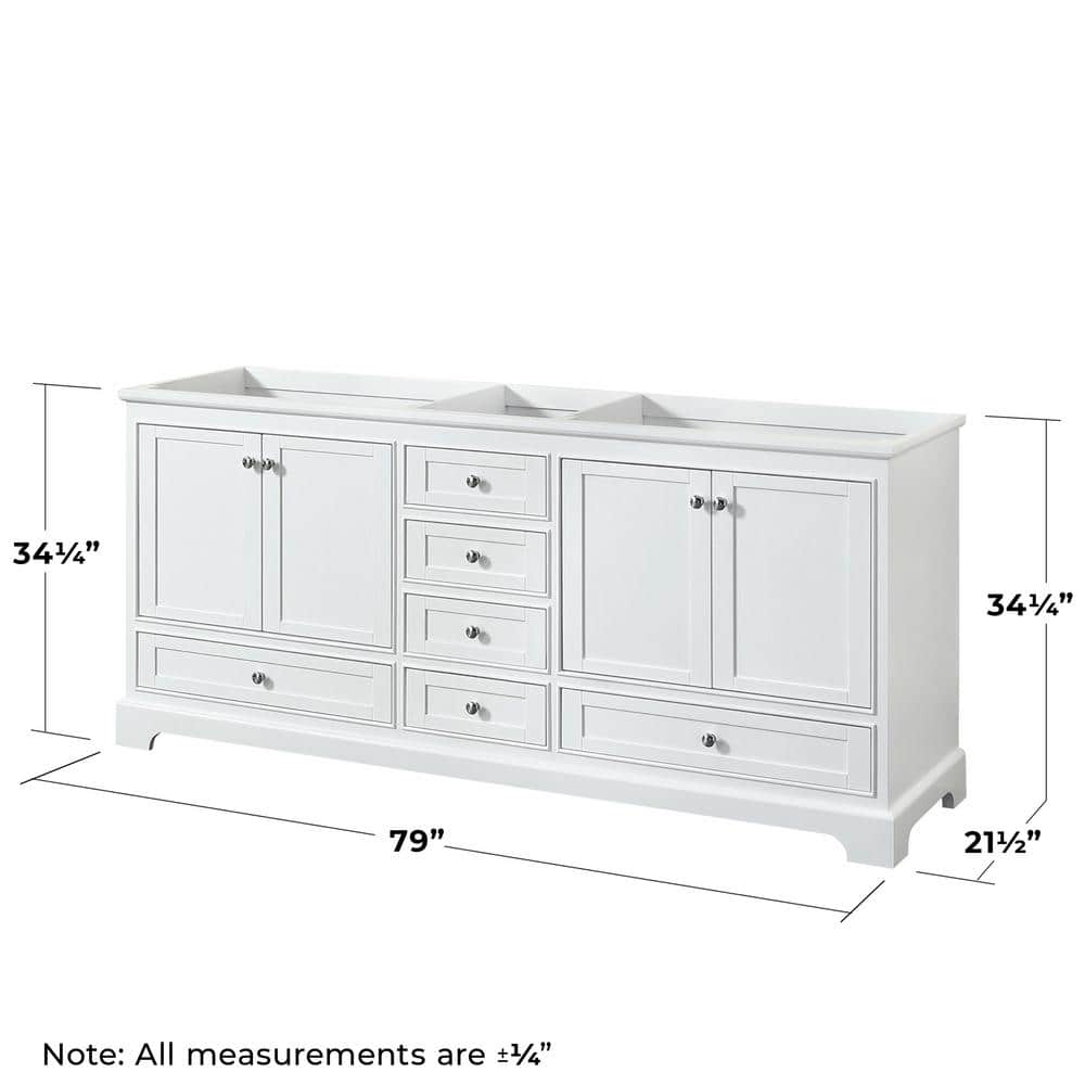 Deborah 79" White Wood Double Bathroom Vanity Base