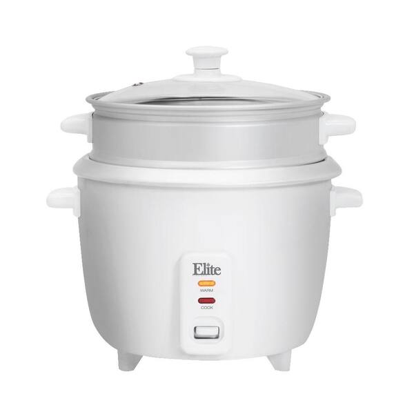 Elite Gourmet 6-Cup White Rice Cooker with Non-Stick Cooking Pot