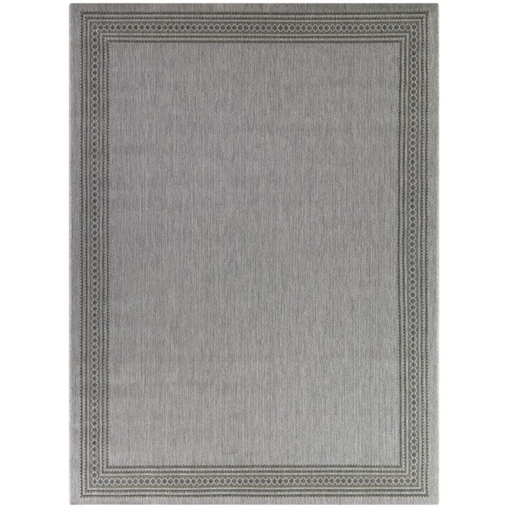 Hampton Bay Light Gray 4 x 6 Border Indoor/Outdoor Area Rug 3123380