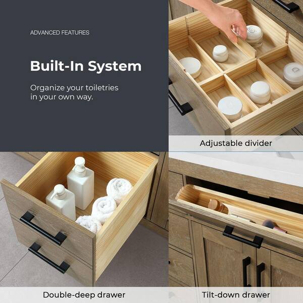 ボア/デューベイ OVE Decors Bailey 72 in. Double Sink Sahara Birch Bath
