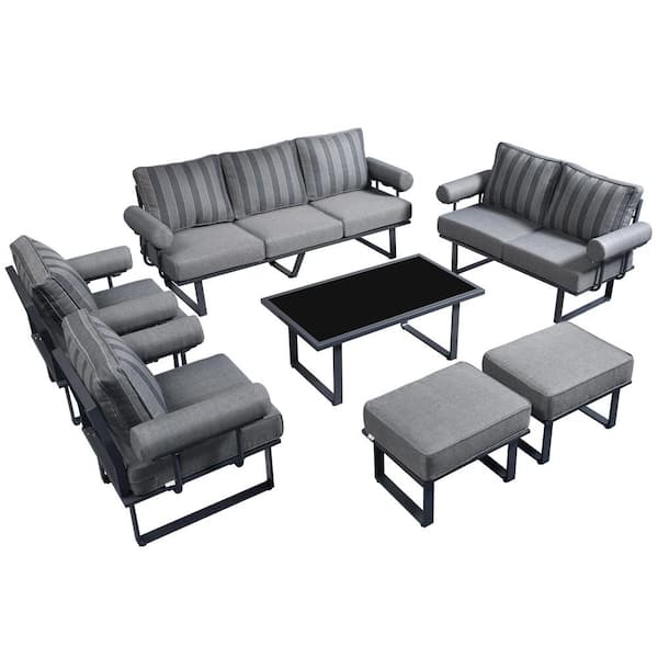 HOOOWOOO Havasu Dark Gray 7-Piece Aluminum Outdoor Patio