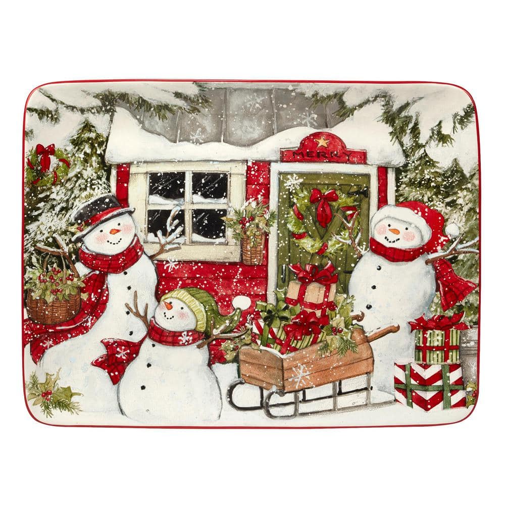 Snowman's Farmhouse 16 in. Multi-Colored Earthenware Rectangular Platter price history on PriceWatchPro