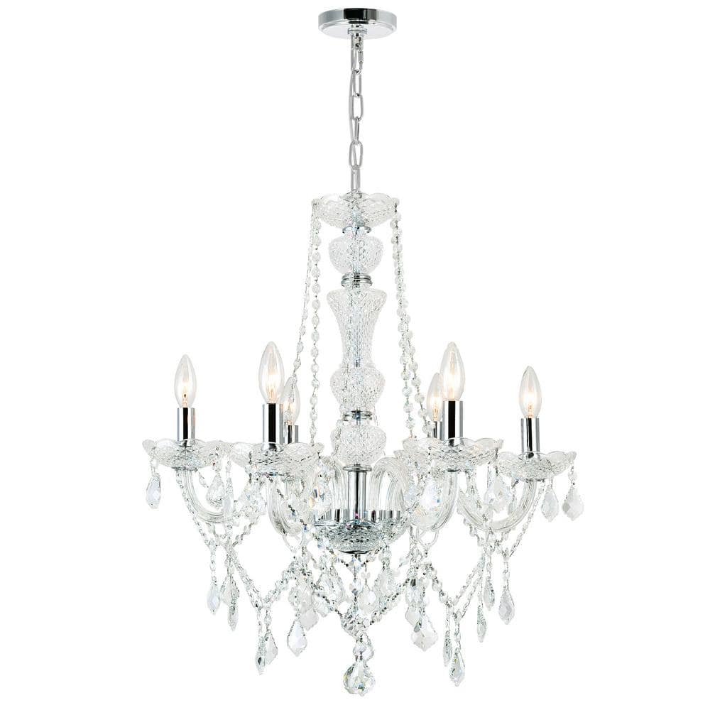 CWI Lighting Princeton 6 Light Down Chandelier With Chrome Finish ...