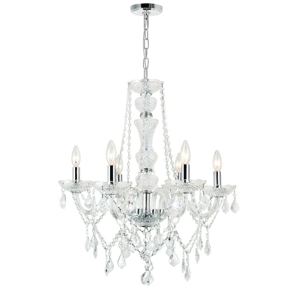 Princeton 6 Light Down Chandelier With Chrome Finish