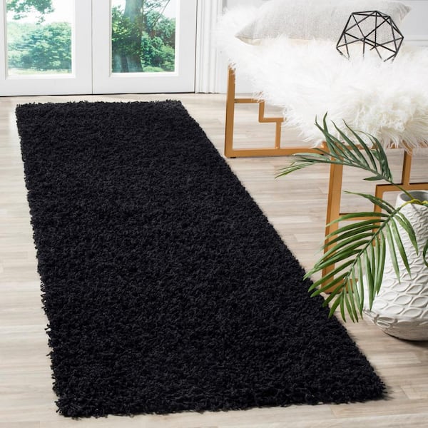 Modera Black 2 ft. x 8 ft. Solid Runner Rug