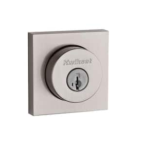 158 Square Contemporary Satin Nickel Single Cylinder Deadbolt Featuring SmartKey Security