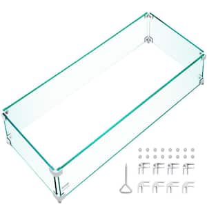 29 in. x 13 in. x 6 in. Fire Table Wind Guard 0.3 in. Clear Tempered Glass Flame Guard for Outdoor