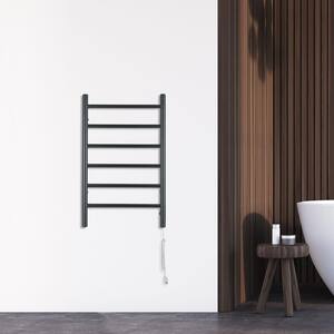 Comfort Dual 6-Bar Wall Mount Hardwired and Plug-In Electric Towel Warmer in Matte Black