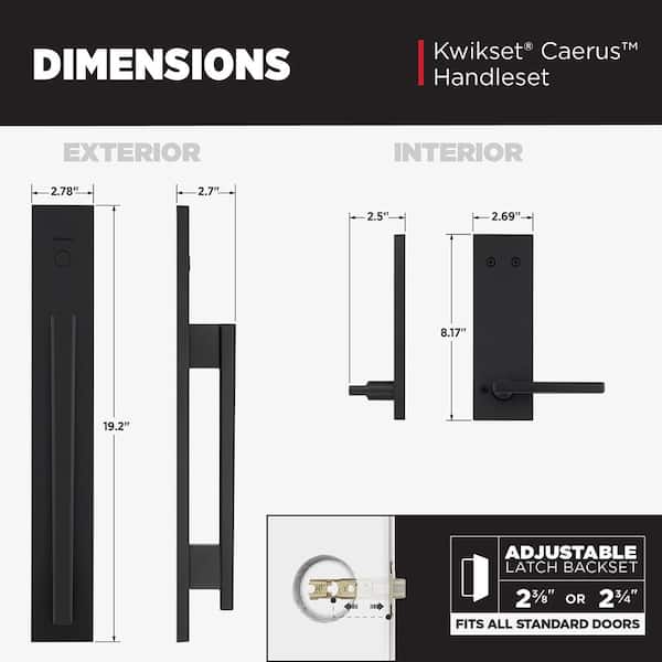 Kwikset Caerus Matte Black Non Functioning Dummy Door Handleset