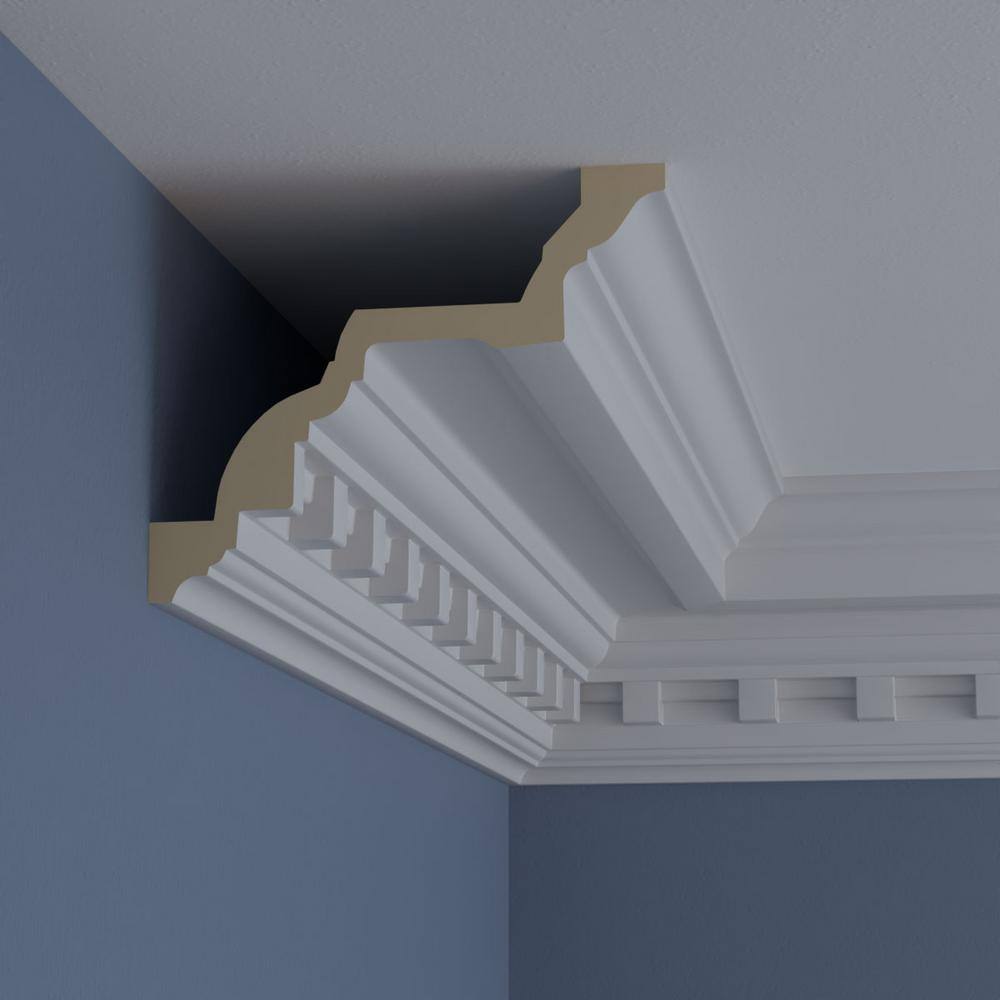 Primed White Polyurethane Dentil Crown Moulding 94 1/2"