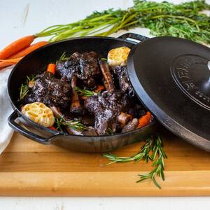 Triple Seasoned 4 Qt Cast Iron Braiser with Lid