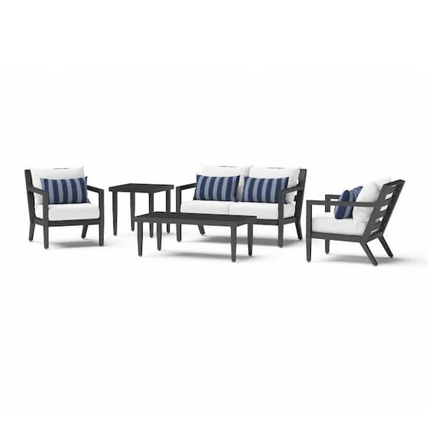 RST BRANDS Thelix 5-Piece Aluminum Patio Conversation Set with Centered Ink Cushions