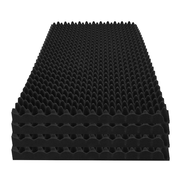 Acoustic Foam Panels, 4 Pack 48 x 24 x 2 in. es, Egg Designed Soundproof Wall Panels, Polyurethane, Black