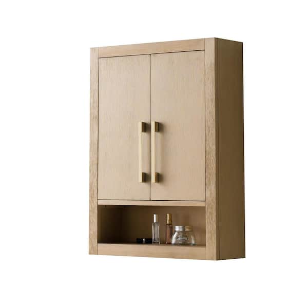24 in. W x 8 in. D x 33 in. H Bathroom Storage Wall Cabinet in Natural Oak/GB