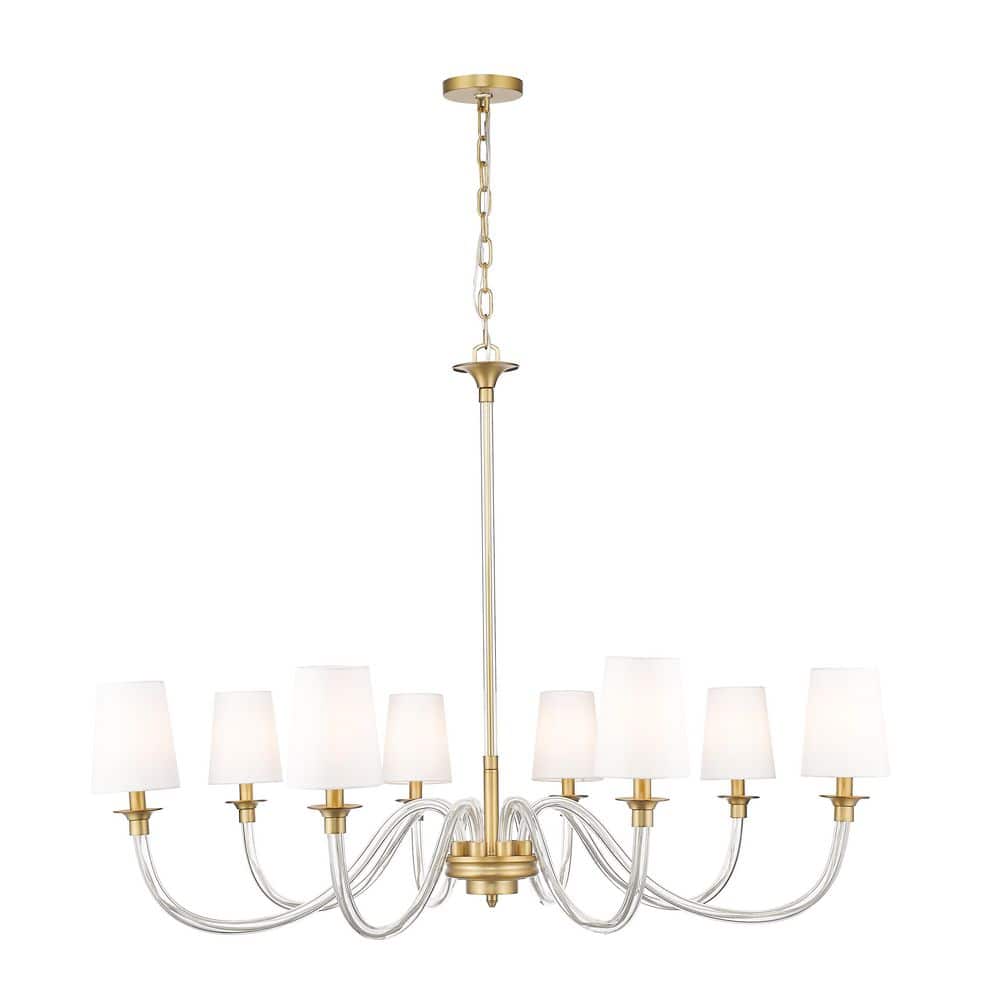 Katerina 8 Light Rubbed Brass Shaded Empire Chandelier for Indoor Use with 