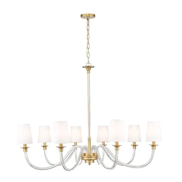 Unbranded Katerina 8 Light Rubbed Brass Shaded Empire Chandelier for Indoor Use with No Bulbs Included