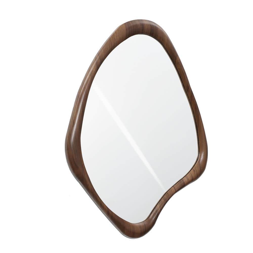 Classic Brown Wood Frame Irregular Wall Mirror