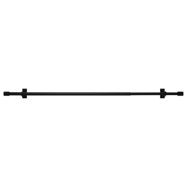 36 in. - 72 in. Telescoping 1 in Single Rod Deco Bracket Kit in Matte Black with Elevated Cap Finial
