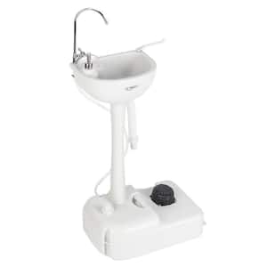 40.1" H White Portable Camping Sink with Towel Holder & Soap Dispenser & Wheels, 5 Gal. Tank