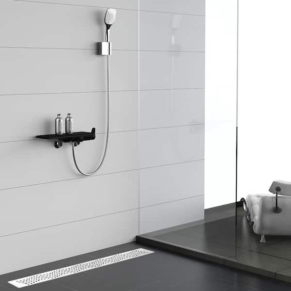 48 in. Linear Stainless Steel Shower Drain with Wave Pattern