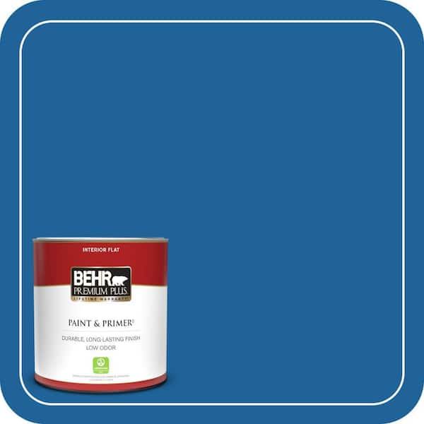 BEHR PREMIUM PLUS 1 qt. #570B-7 Cobalt Glaze Flat Low Odor Interior Paint & Primer