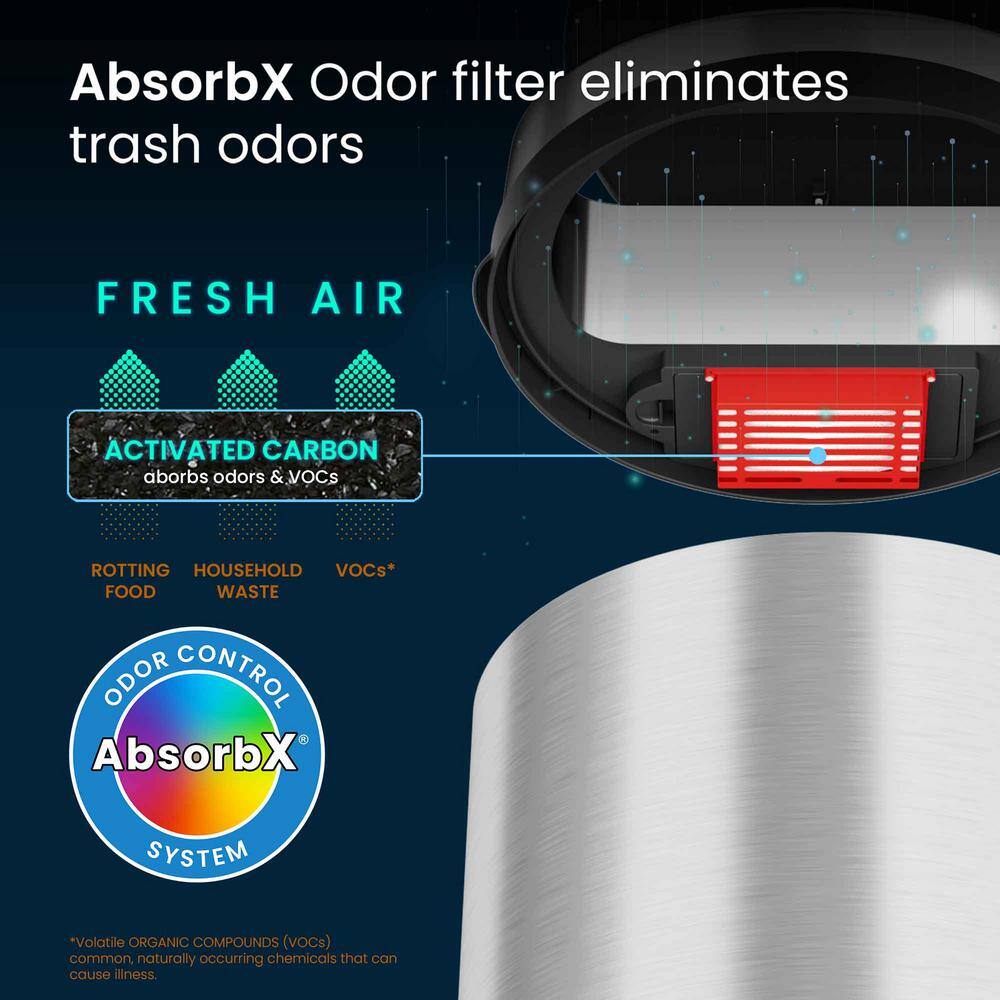 8 Gallon Brushed Stainless Steel Touchless Trash Can