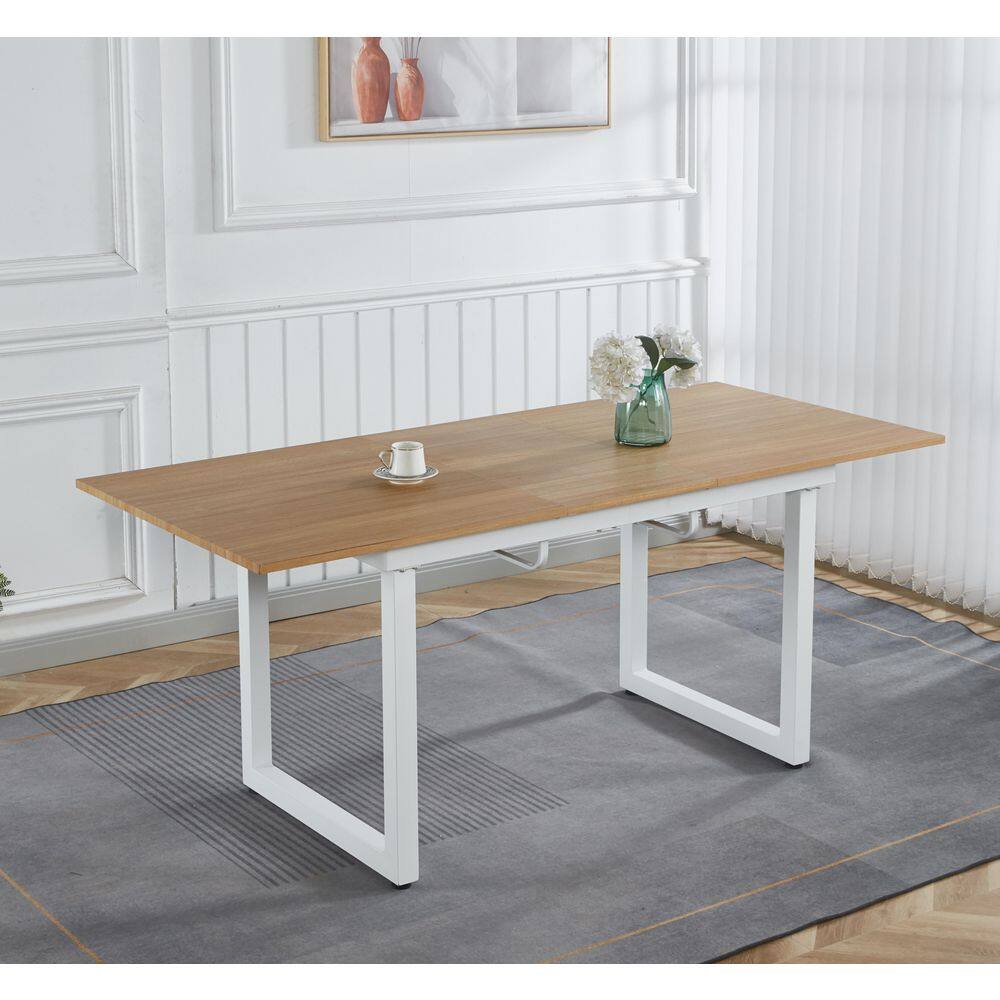Uriah Mid Century Modern Light Oak Wood 31.5 in. W Extendable Sled Base Dining Table Seats 6 price history on PriceWatchPro