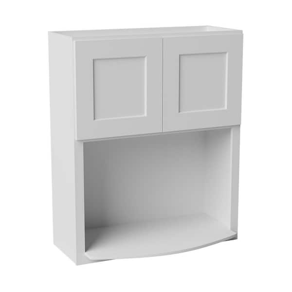 30 in. W x 17 in. D x 36 in. H Ready to Assemble Solid Wood Shaker Microwave Wall Kitchen Cabinet in White