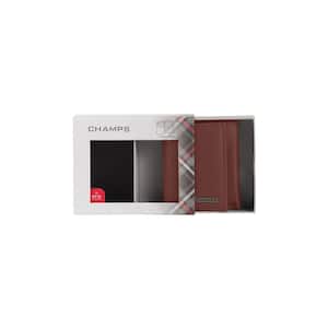 Black Label Tan Genuine Cowhide Leather RFID Blocking Tri-Fold Wallet in Gift Box
