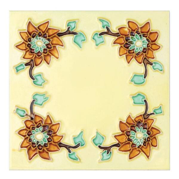 Solistone Hand-Painted Verano Deco 6 in. x 6 in. x 6.35mm Ceramic Wall Tile (2.5 sq. ft. / case)