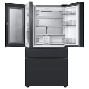 Bespoke 23 cu. ft. 4-Door French Door Smart Refrigerator with Family Hub in Charcoal Glass/Matte Black, Counter Depth