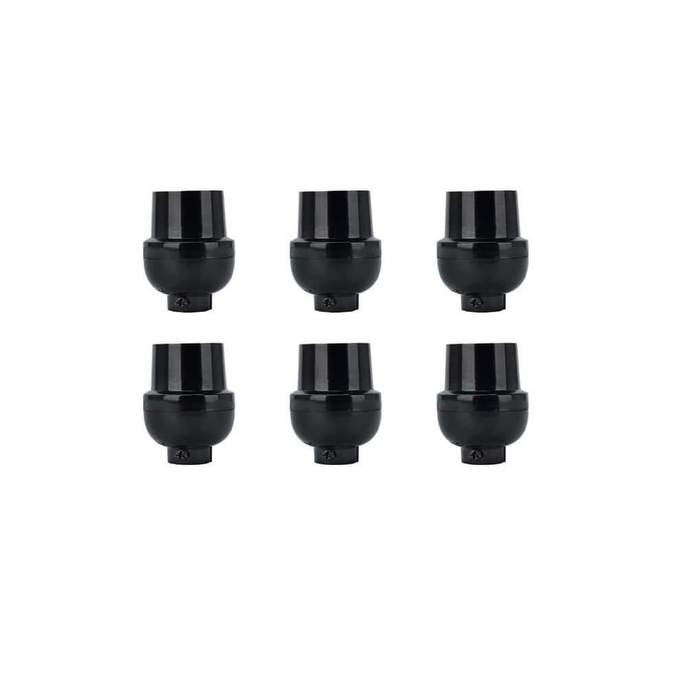 Black Phenolic Lamp Socket Set with Medium E26 Base, 6-Pack