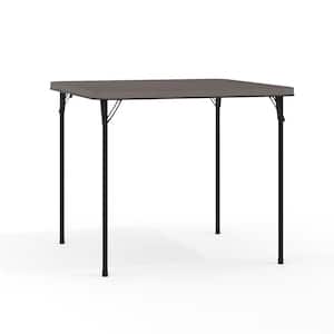 34 in. Dark Gray Plastic Tabletop Metal Frame Folding Table