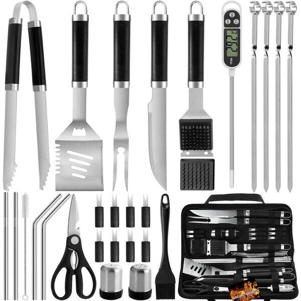 ZEN-T 17 Piece Grill Griddle BBQ Tool Kit Heavy Duty Professional Grade Stai 