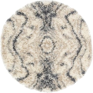 Hygge Shag Valley Gray 3 ft. 3 in. x 3 ft. 3 in. Round Rug